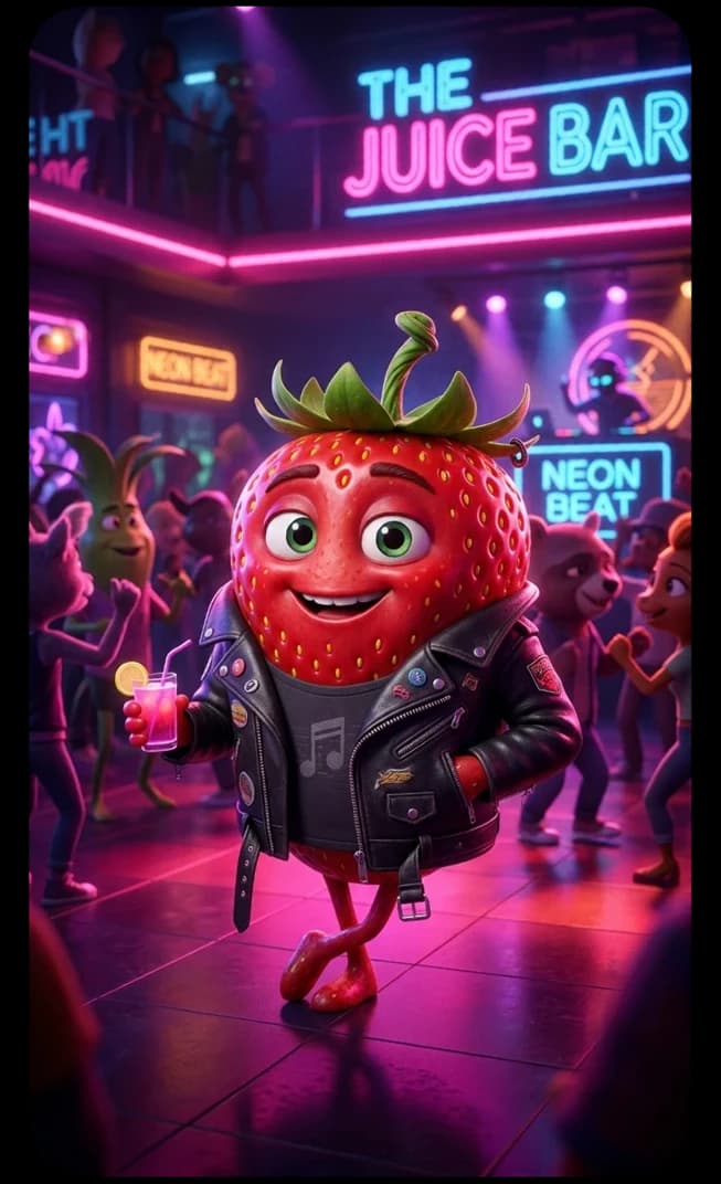 Viral fruit character scene